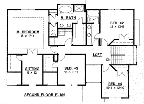 Traditional Floor Plan - Upper Floor Plan #67-758