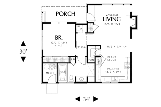 Floor Plan - Main Floor for Modern House Plan #48-474 - 1 bed, 1 bath