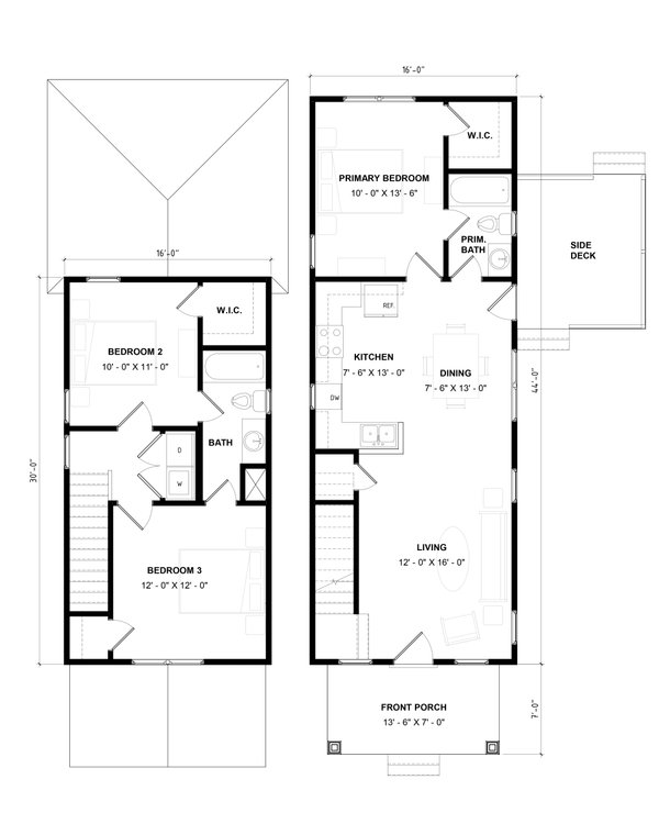 House Design - Floor Plan - Main Floor for Prairie House Plan #936-54 - 3 bed, 2 bath