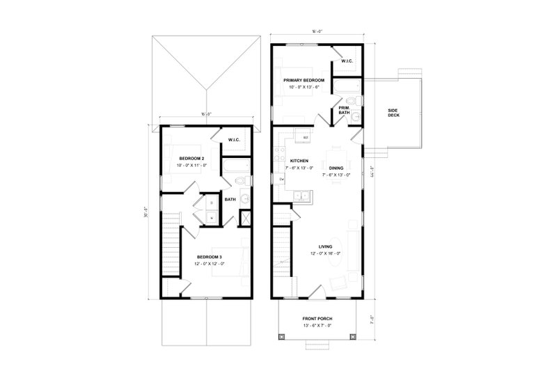 House Design - Floor Plan - Main Floor for Prairie House Plan #936-54 - 3 bed, 2 bath