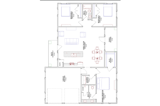 Floor Plan - Main Floor for Ranch House Plan #1109-34 - 3 bed, 2 bath