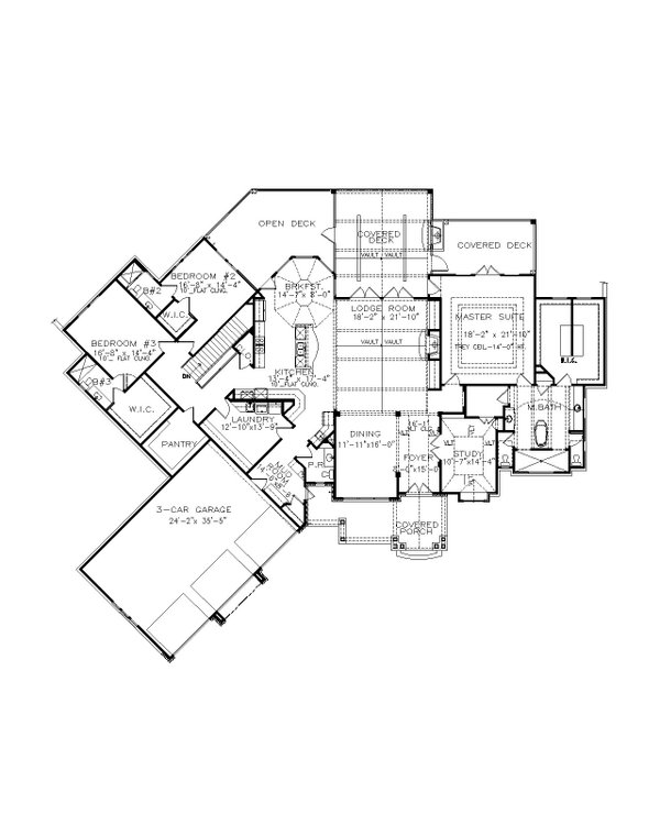 Craftsman Floor Plan - Main Floor Plan #54-550