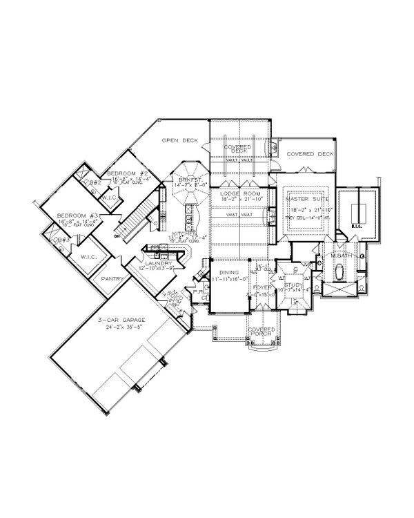 Dream House Plan - Craftsman Floor Plan - Main Floor Plan #54-550