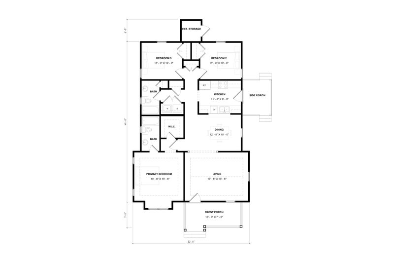 Home Plan - Floor Plan - Main Floor for Craftsman House Plan #936-18 - 3 bed, 2 bath