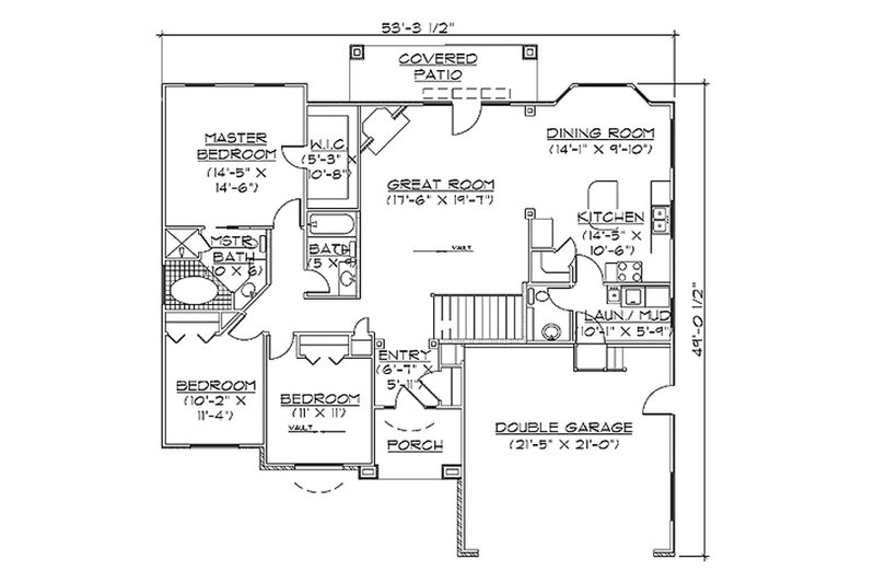 Ranch Style House Plan - 5 Beds 2.5 Baths 1710 Sq Ft Plan #5-241 