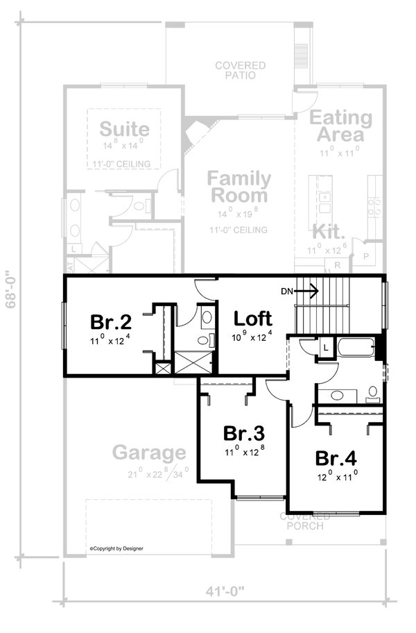 House Blueprint - Modern Floor Plan - Upper Floor Plan #20-2487