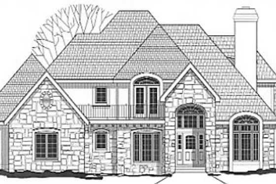 Exterior - Front Elevation for European House Plan #67-428 - 4 bed, 3.5 bath