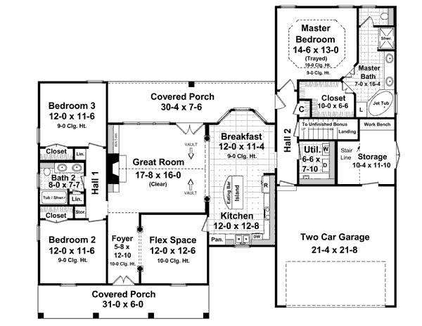 Architectural House Design - European Floor Plan - Main Floor Plan #21-262