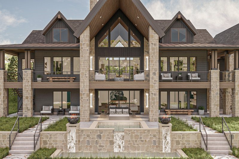Dream House Plan - Exterior - Rear Elevation 1 for Modern House Plan #455-232 - 2 bed, 3 bath