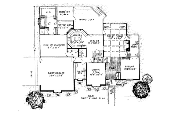 Floor Plan - Main Floor for Tudor House Plan #312-775 - 4 bed, 3.5 bath