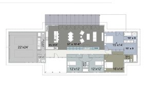 Floor Plan - Main Floor for Ranch House Plan #445-2 - 4 bed, 3.5 bath
