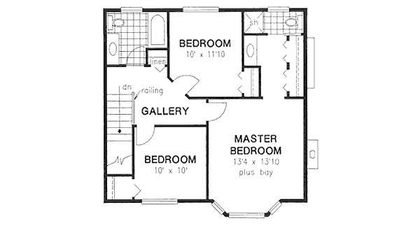 Traditional Floor Plan - Upper Floor Plan #18-9050