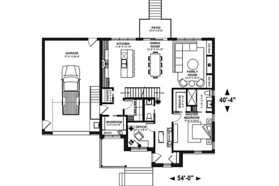 Floor Plan - Main Floor for Country House Plan #23-2802 - 3 bed, 2.5 bath