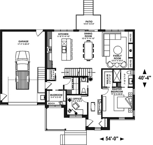House Blueprint - Country Floor Plan - Main Floor Plan #23-2802
