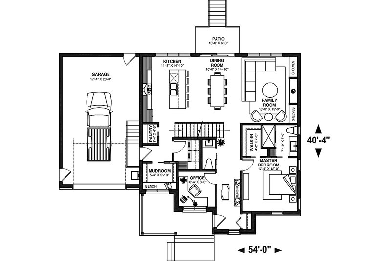 Architectural House Design - Floor Plan - Main Floor for Country House Plan #23-2802 - 3 bed, 2.5 bath