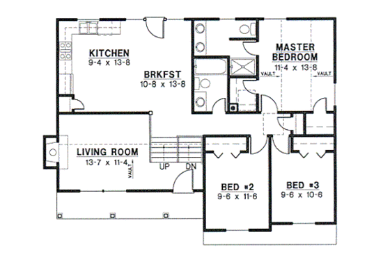 Floor Plan - Upper Floor for Traditional House Plan #67-656 - 3 bed, 2 bath