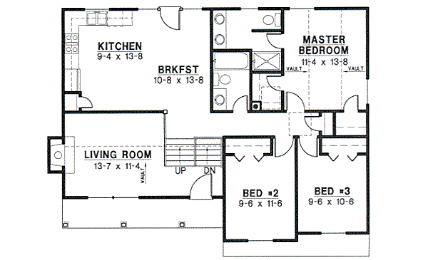 Traditional Floor Plan - Upper Floor Plan #67-656