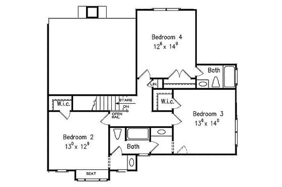 Floor Plan - Upper Floor for European House Plan #927-20 - 4 bed, 3.5 bath