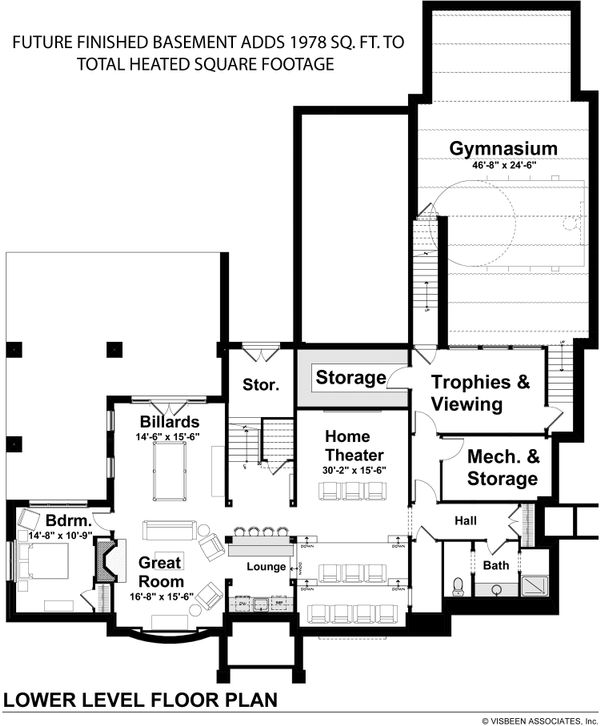 Architectural House Design - Craftsman Floor Plan - Lower Floor Plan #928-237