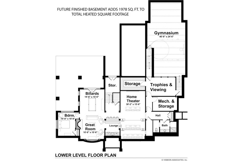 Home Plan - Floor Plan - Lower Floor for Craftsman House Plan #928-237 - 4 bed, 3.5 bath