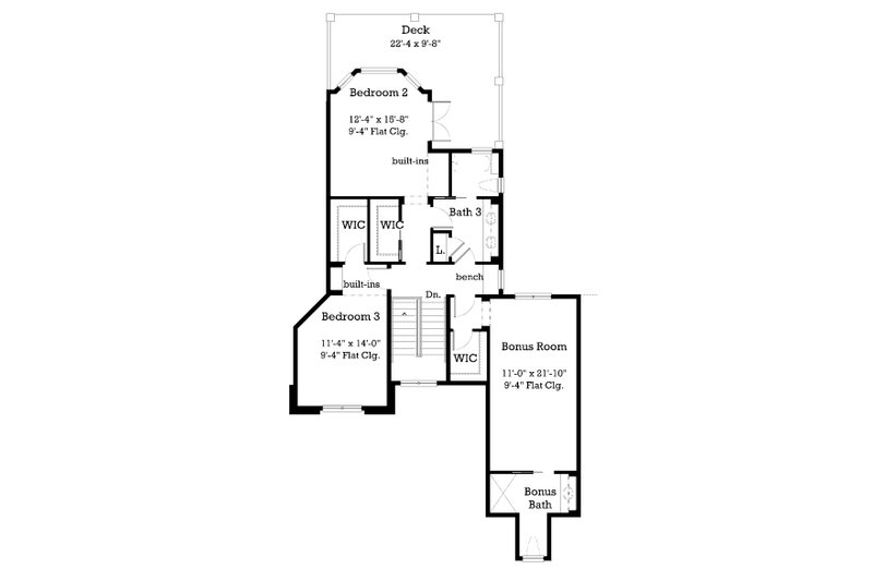 Home Plan - Floor Plan - Upper Floor for Traditional House Plan #930-11 - 3 bed, 3 bath