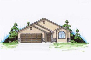 Ranch Exterior - Front Elevation Plan #5-233