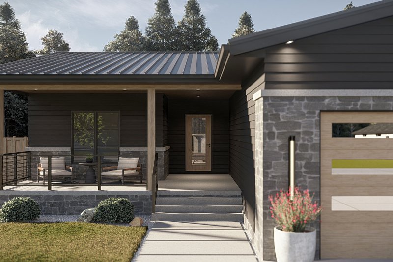 House Design - Exterior - Covered Porch for Modern House Plan #455-747 - 3 bed, 2 bath