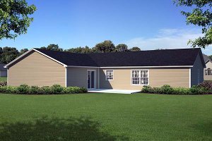 Exterior - Rear Elevation for Ranch House Plan #312-195 - 3 bed, 2 bath