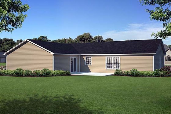 Exterior - Rear Elevation for Ranch House Plan #312-195 - 3 bed, 2 bath