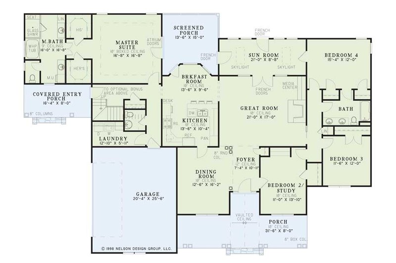 Country Style House Plan - 4 Beds 2.5 Baths 2742 Sq/Ft Plan #17-2716 ...