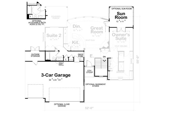 Floor Plan - Other Floor for Craftsman House Plan #20-2066 - 2 bed, 2 bath