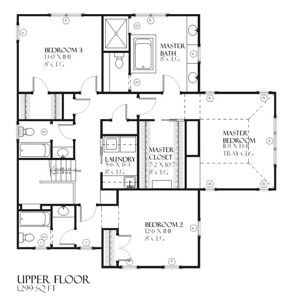 Farmhouse Floor Plan - Upper Floor Plan #901-92