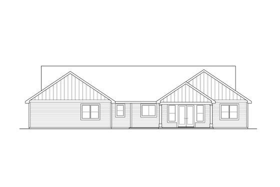 Exterior - Rear Elevation for Ranch House Plan #124-1311 - 3 bed, 3.5 bath