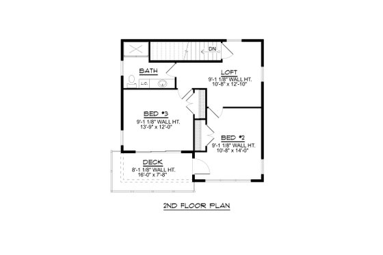 Floor Plan - Upper Floor for Modern House Plan #1064-283 - 2 bed, 1 bath