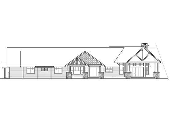 Exterior - Rear Elevation 1 for Craftsman House Plan #124-1014 - 3 bed, 2.5 bath