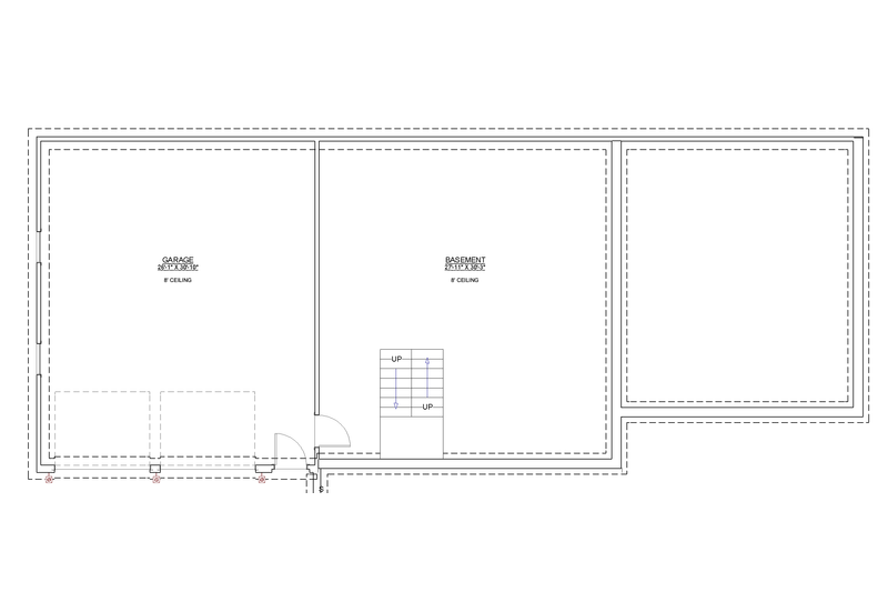 House Blueprint - Floor Plan - Lower Floor for Contemporary House Plan #1109-25 - 3 bed, 2 bath