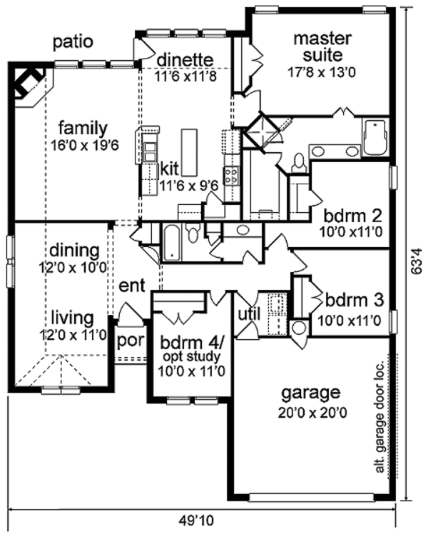 Architectural House Design - European Floor Plan - Main Floor Plan #84-245