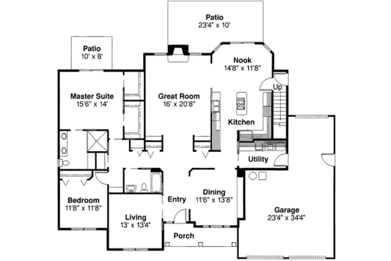 Floor Plan - Main Floor for Traditional House Plan #124-344 - 3 bed, 3 bath