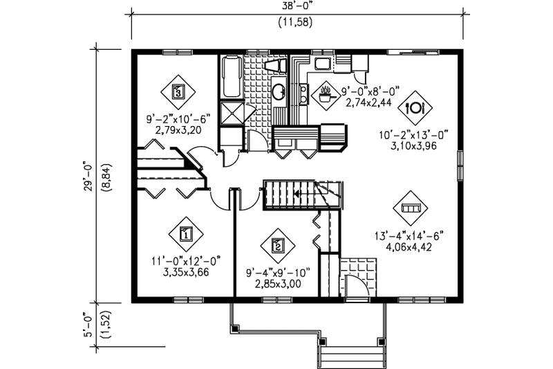 Dream House Plan - Floor Plan - Main Floor for Cottage House Plan #25-142 - 3 bed, 1 bath