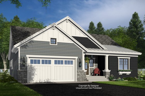 Exterior - Front Elevation 5 for Craftsman House Plan #51-1394 - 3 bed, 2.5 bath
