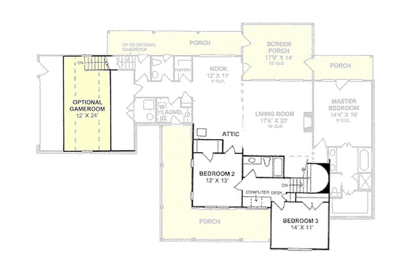 Dream House Plan - Floor Plan - Upper Floor for Farmhouse House Plan #20-239 - 3 bed, 2.5 bath
