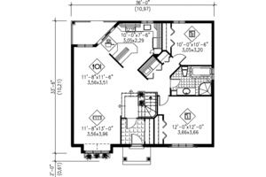 Floor Plan - Main Floor for Cottage House Plan #25-189 - 2 bed, 1 bath