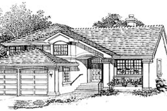 Exterior - Front Elevation for European House Plan #47-217 - 3 bed, 3 bath