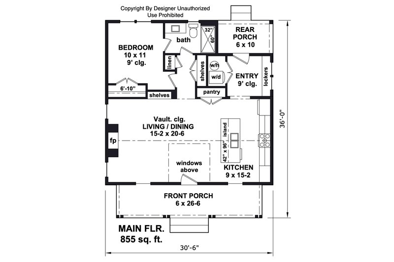 Dream House Plan - Floor Plan - Main Floor for Bungalow House Plan #51-1432 - 1 bed, 1 bath