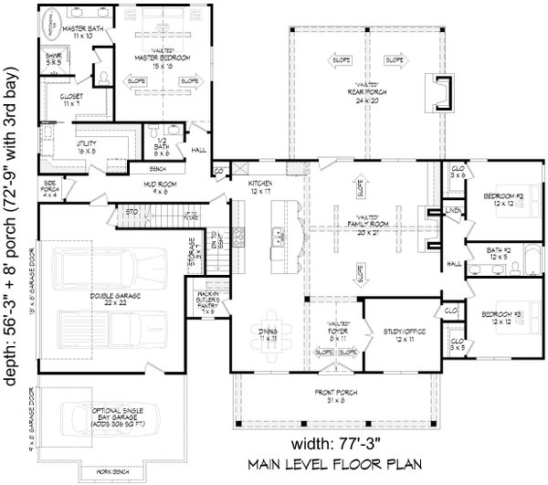 Farmhouse Floor Plan - Main Floor Plan #932-1201