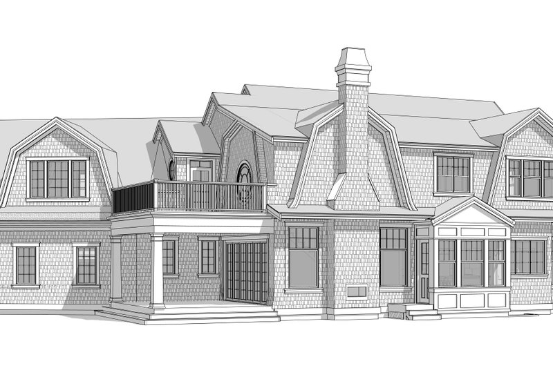 House Blueprint - Exterior - Rear Elevation 6 for Beach House Plan #1114-17 - 3 bed, 3.5 bath