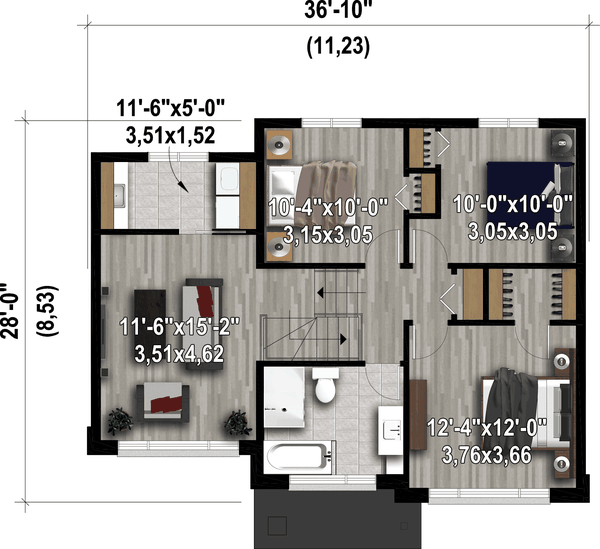 Contemporary Floor Plan - Upper Floor Plan #25-4915
