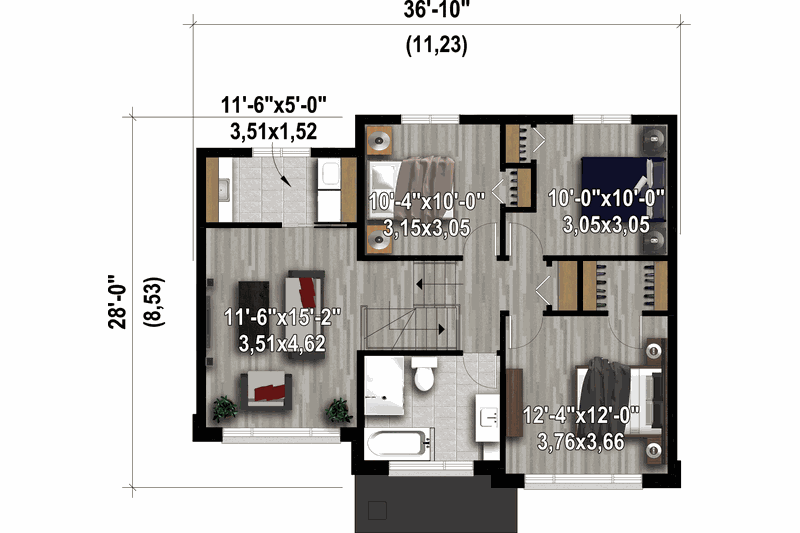 Dream House Plan - Floor Plan - Upper Floor for Contemporary House Plan #25-4915 - 3 bed, 1.5 bath