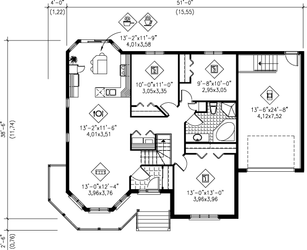 Victorian Floor Plan - Main Floor Plan #25-133