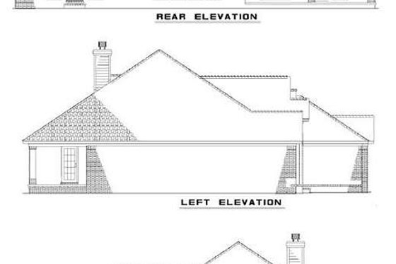 Exterior - Rear Elevation for Southern House Plan #17-1048 - 4 bed, 2.5 bath